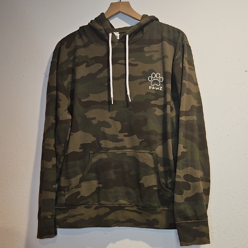 Pawz Unisex Camouflage Paw Print Cozy Hoodie Sz. L